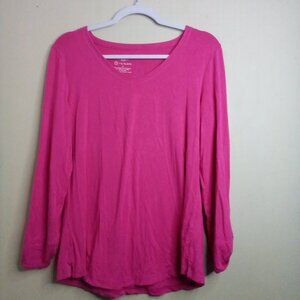 T By Talbots Shirt Women M Long Sleeve UPF 50+ Protection Soft Stretch Pink